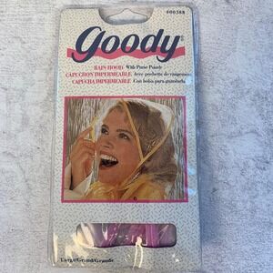 Goody Rain Hood‎ with Purse Pouch Large Clear Pink Trim Vintage 1998